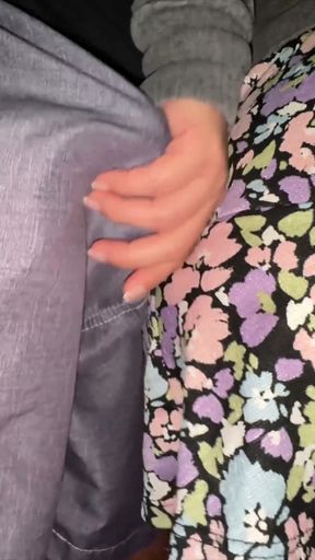 She Grabs the Penis of a Stranger with a Huge Erection.