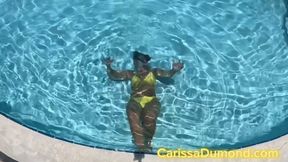 Yellow bikini in the pool from head to toe