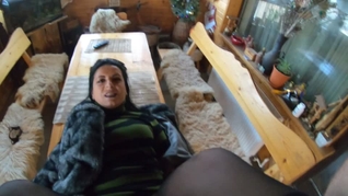 Blow-job, fuck and cum playing with my impotent husband friends while wearing a fur coat ep 240