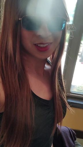 Sissy slut Bess walks outside her condo bottomless and nearly gets caught   Clip 1