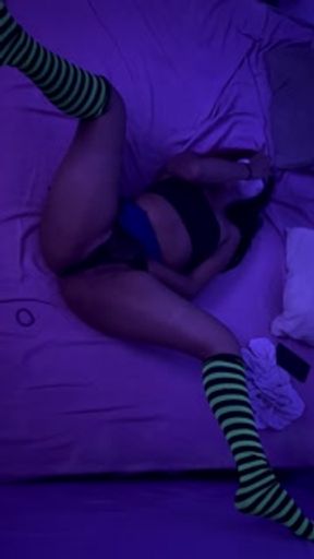 Gothic girl records herself for her roommate