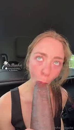 Thick Snowbunny gets nutted in the car by her bbc