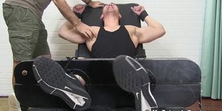 Beefy Bear Mocks while having his Soles and Toes Kittled