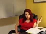 Naughty Boss Jerks Off Her Employee