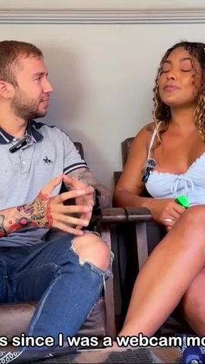 Unforgettable moment from &quot;Ebony-assed goddess Carla Morelli hosts a racy interracial podcast with Brian Evansx&quot;