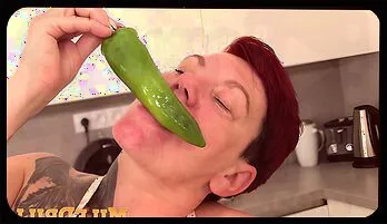 Inked Granny Gia R's Green Pepper Fling - 1080p HD Handpicked videos