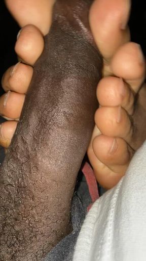 Lesbian footjob tight grip