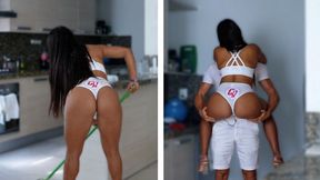 Horny Latina house maid gets paid in cum