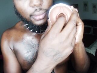 Toy play Ebony hunk Solo Let play with your snatch Mr.C role play
