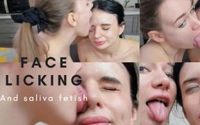 Hot Lesbian Sucking Licking Face and Spit