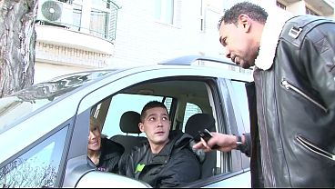 The guys stripped the girl and fucked hard in the doggy position