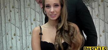 Mesmerizing UK chick gags on stick while her ass is