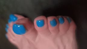 Dinah's Feet and Legs, Blue Toenails