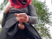 Fox Fursuiter Pisses and Cums in Forest