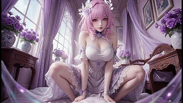 Ai Henti-Pink Hair Elf with Massive Tits Rides Hard & Gets Creampied