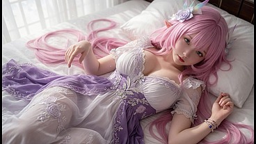 Ai Henti-Pink Hair Elf with Massive Tits Rides Hard & Gets Creampied