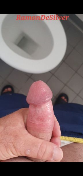 Master Ramon pisses and massages his divine cock on the toilet in the pool