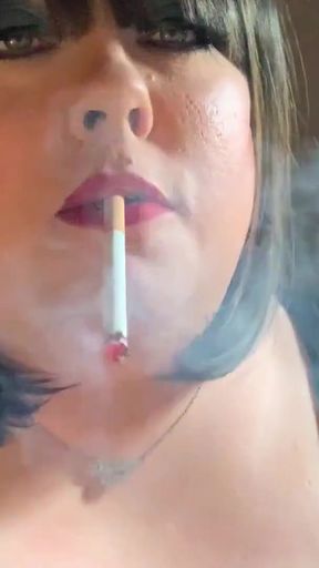 Captivating moment from &quot;BBW Tina Snua Chain Smoking Cigarettes With Nose Exhales&quot;