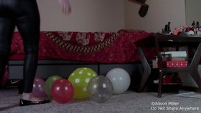 Ass Popping Small And Medium Sized Balloons On My Floor While Topless In Shiny Leggings - SLOW MOTION WITH EXTRA TIDBITS