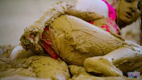 Orgasm in lake of mud - masturbating in clay