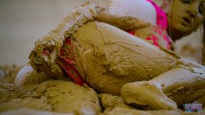 Orgasm in lake of mud - masturbating in clay