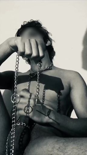 B&amp;W : Hot guy with big cock masturbating , Make me your dog.. girls.