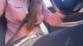 Italian Big tits Milf Artemisia Love hot Car ride while flashing her boobs