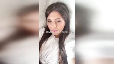 Thick cum floods tight pussy of busty brunette amateur