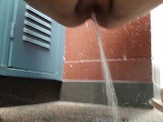 Pissing on gyms locker room floor