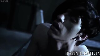 Sad teen man consoled with wet blowjob and analpounding