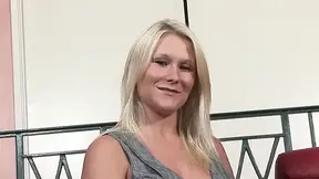 Busty blonde babe gets deepthroat and rides big cock
