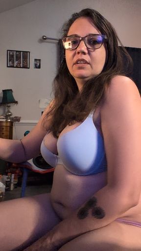 Horny milf squirting while working