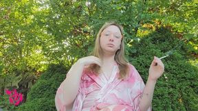 Smoking in the garden and coughing