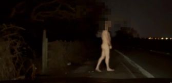 Pt2 crazy naked exhibition barefoot with cars passing close