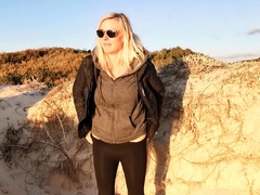 Blonde teen nudist Virginie at beach
