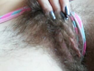 Super unshaved bush vagina in pants close up compilation