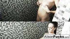 Alison Tyler gets steamy in the shower and pleases herself solo