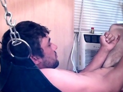 Mature gaydaddy fucks sling bottom