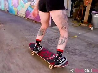Hot Freckled Skater Girl Fucks Her Pink Cunt with Dildo