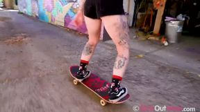Hot Freckled Skater Girl Fucks Her Pink Cunt with Dildo