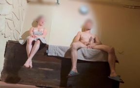 Sauna Adventure I Stay Alone with the Slutty Woman She Makes Me Cum While Her Boyfriend Is Away Jerking off