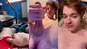Hot Twink Niko Springs Whips Out His 7 Inch Cock and Eats His Cum