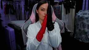 Red or black leather gloves