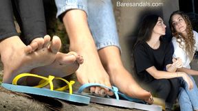 Katia and Alicia, shoeplay in rubber flip flops - Update 13466 - Quality HD Video