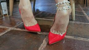 Milah Arches itchy red fantasy on red pumps