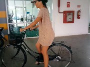 Public NO PANTIES # PEE my bike in Public Parking