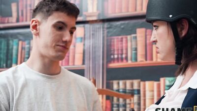SHAME4K. Kinky cowgirl didn't expect to meet her student while masturbating