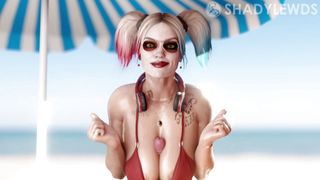 Harley Quinn Beach Titty Fuck (White Version) (DC)