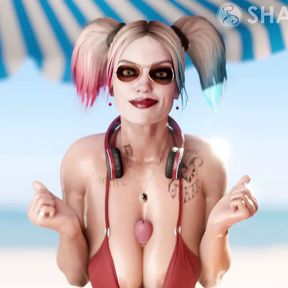 Harley Quinn Beach Titty Fuck (White Version) (DC)