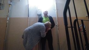 Oral sex and masturbation cock in the entrance 1
